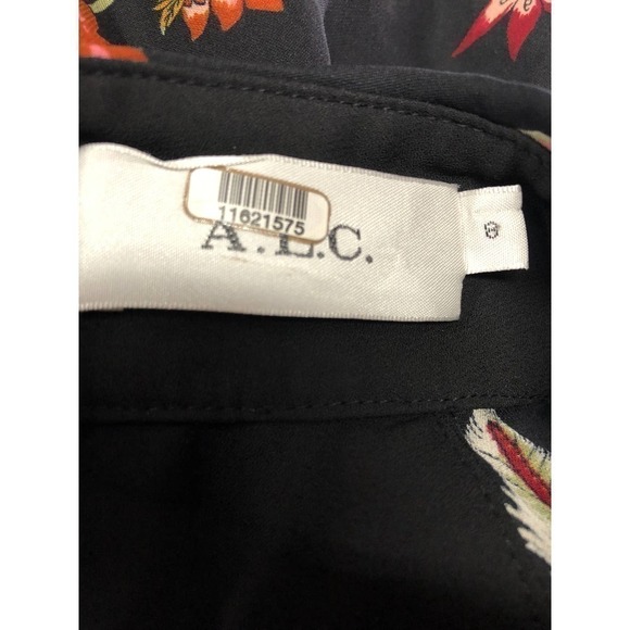 A.L.C. Nadia Silk Dress Floral Print Long Sleeve High Neck Black Size 8 - Picture 8 of 10